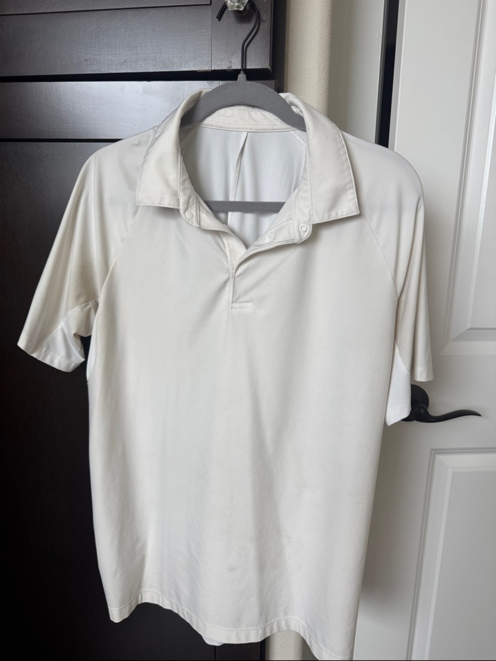 Lululemon Men's White Short-Sleeve Polo Shirt
